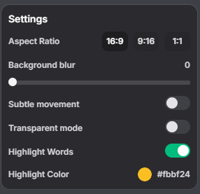 Background settings